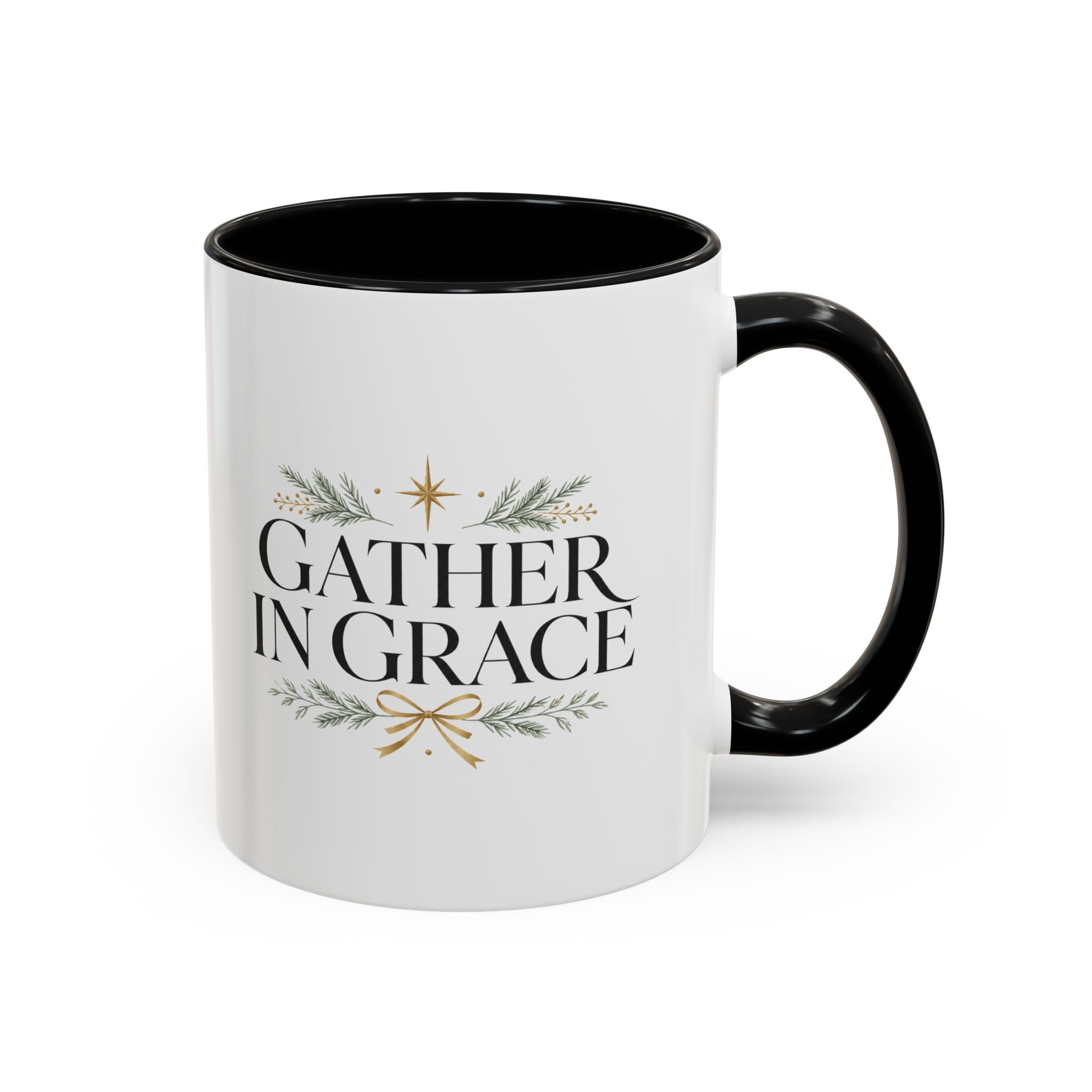 Christmas Gather in Grace Coffee Mug — Inspirational Holiday Accent Mug