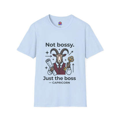 Capricorn T-Shirt — "Not Bossy, Just the Boss" Zodiac Goat Tee