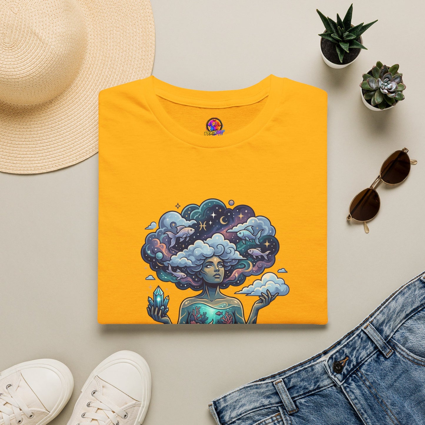 Dreamscape Goddess T-Shirt — 'Head in the Clouds' Surreal Art Tee