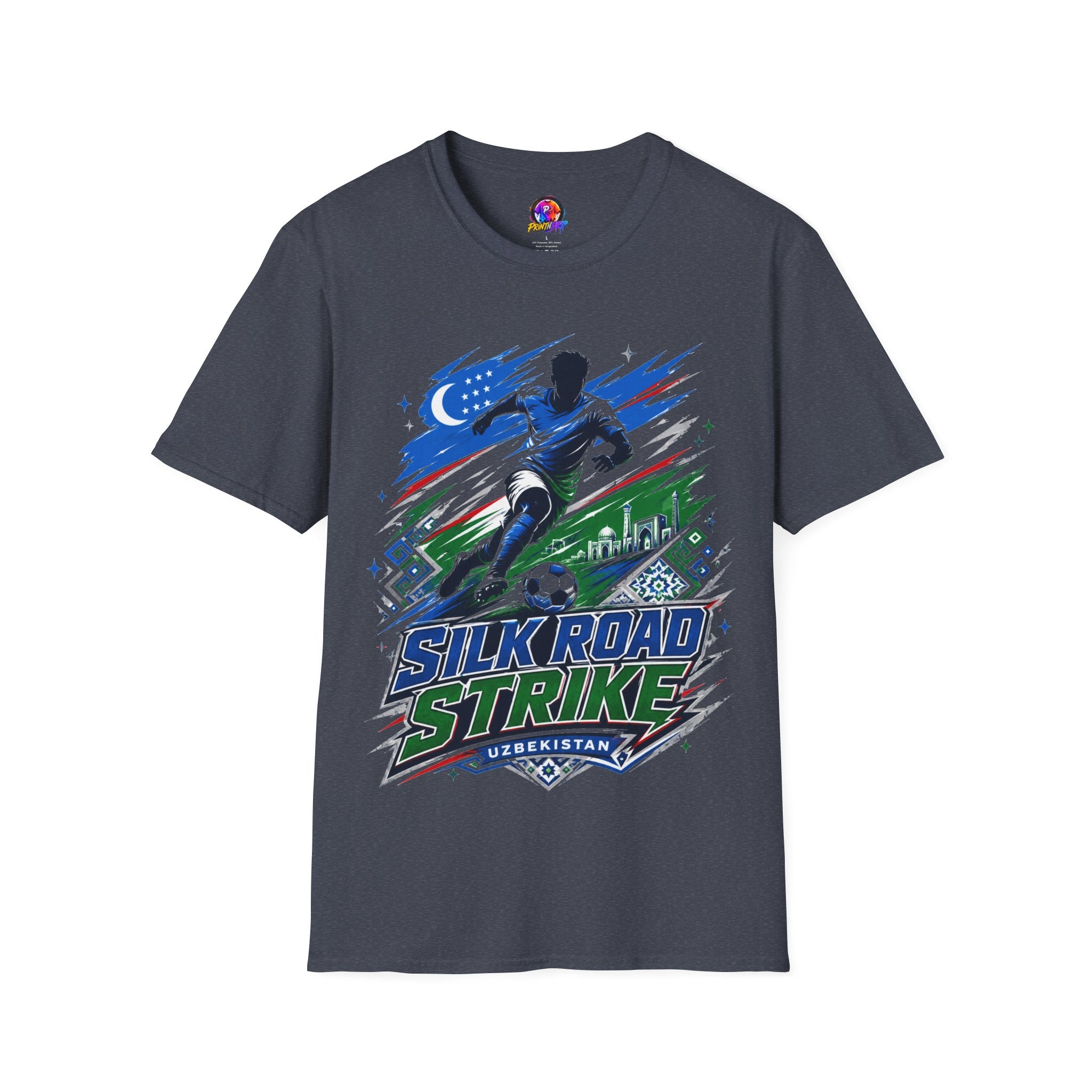 Silk Road Strike Soccer T-Shirt — Uzbekistan Football Graphic Tee