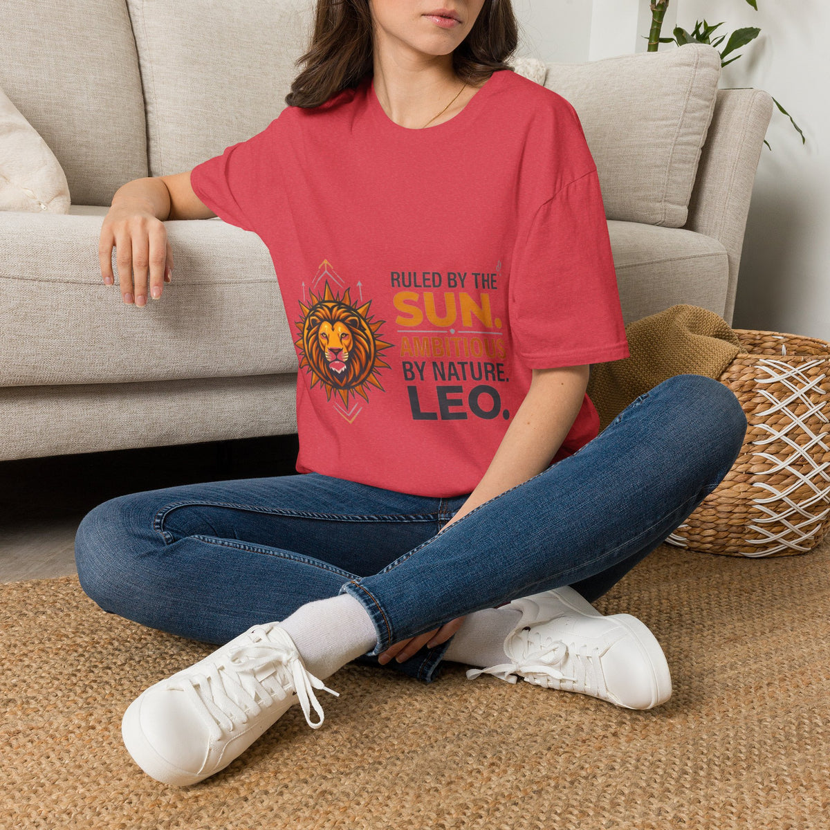 Leo Zodiac T-Shirt — "Ruled by the Sun. Ambitious by Nature. LEO."
