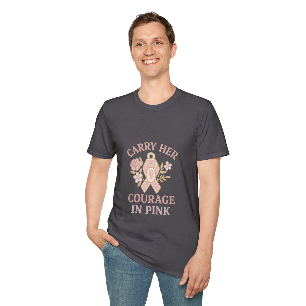 T-Shirt — "Carry Her Courage in Pink" Floral Breast Cancer Awareness Tee - Trending Now - October 2026