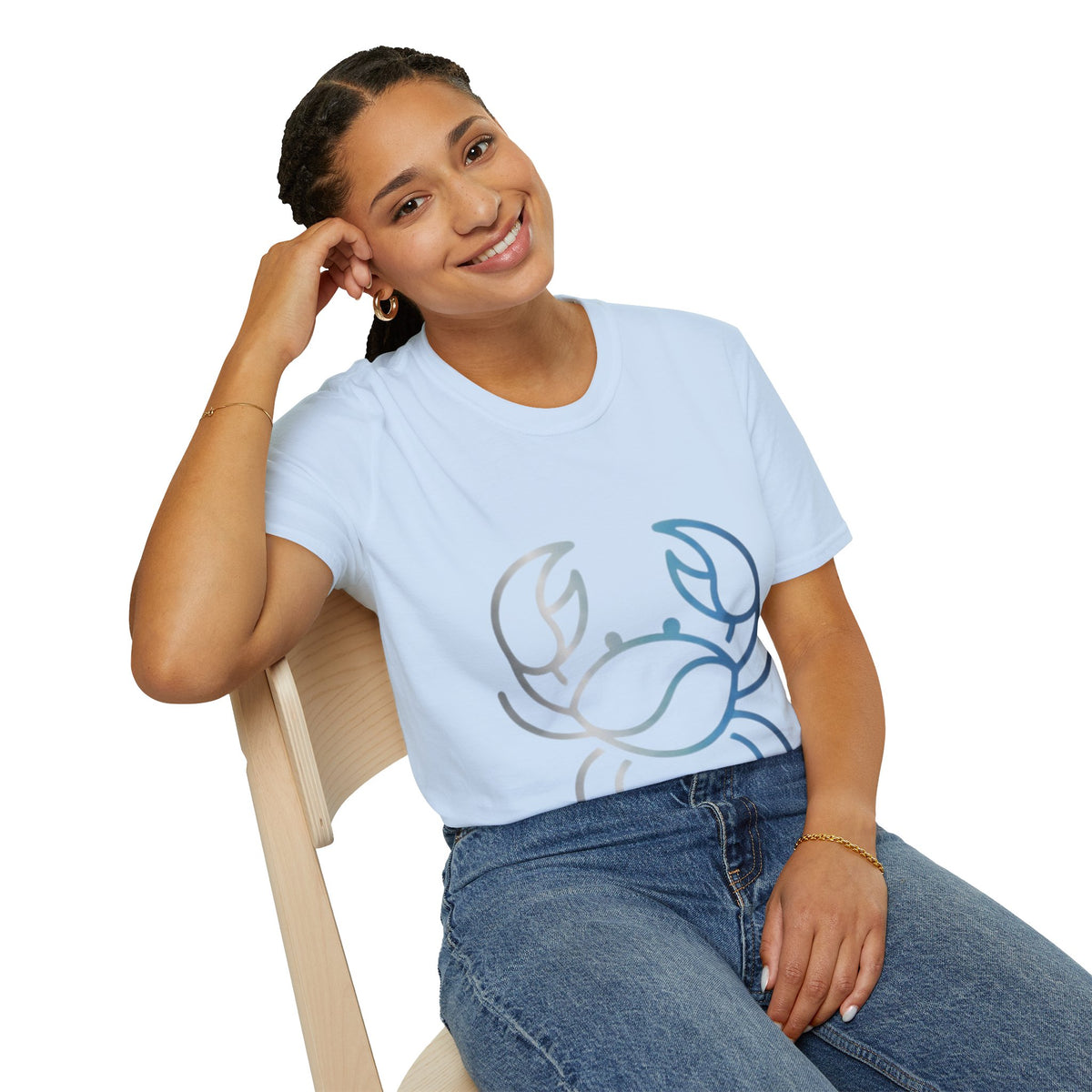 Crab Graphic T-Shirt — Coastal Blue Minimalist Beach Tee