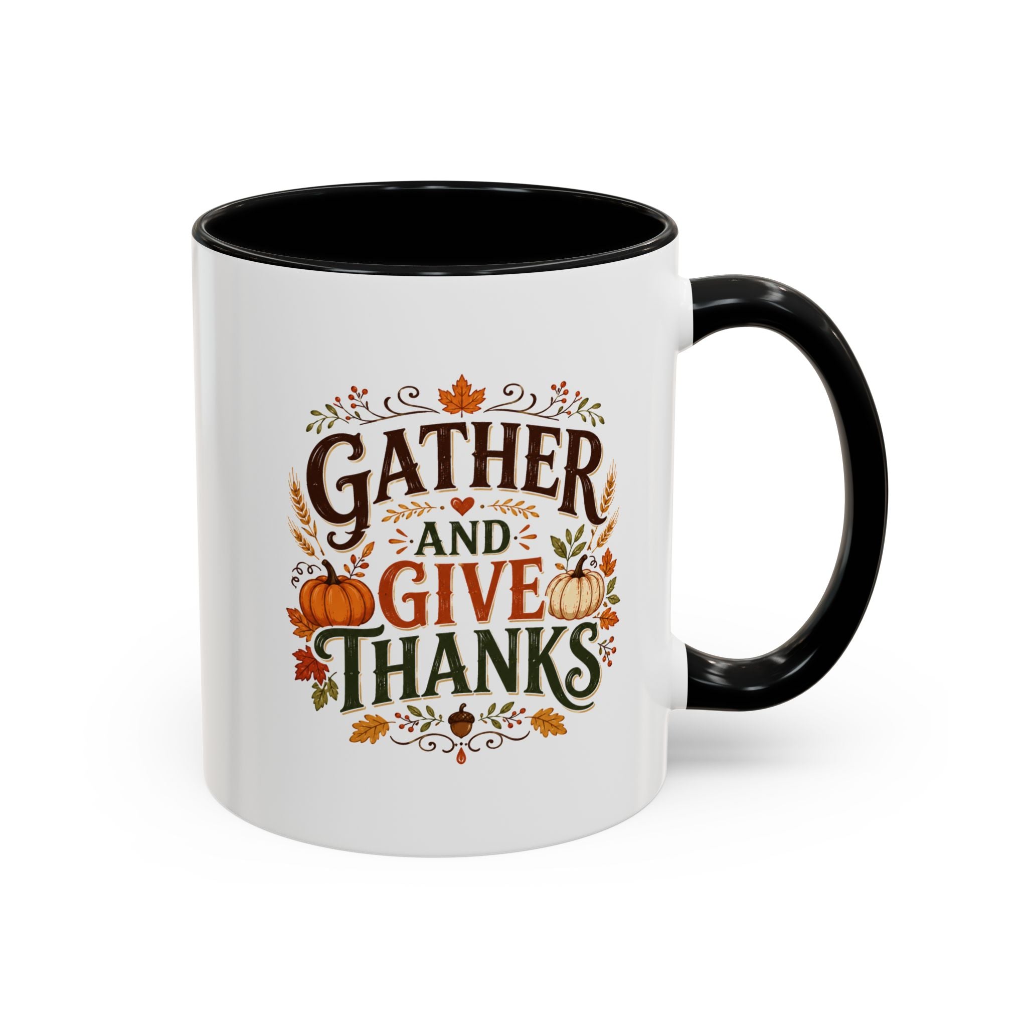 Thanksgiving Mug Gather and Give Thanks Coffee Mug — Thanksgiving Accent Mug