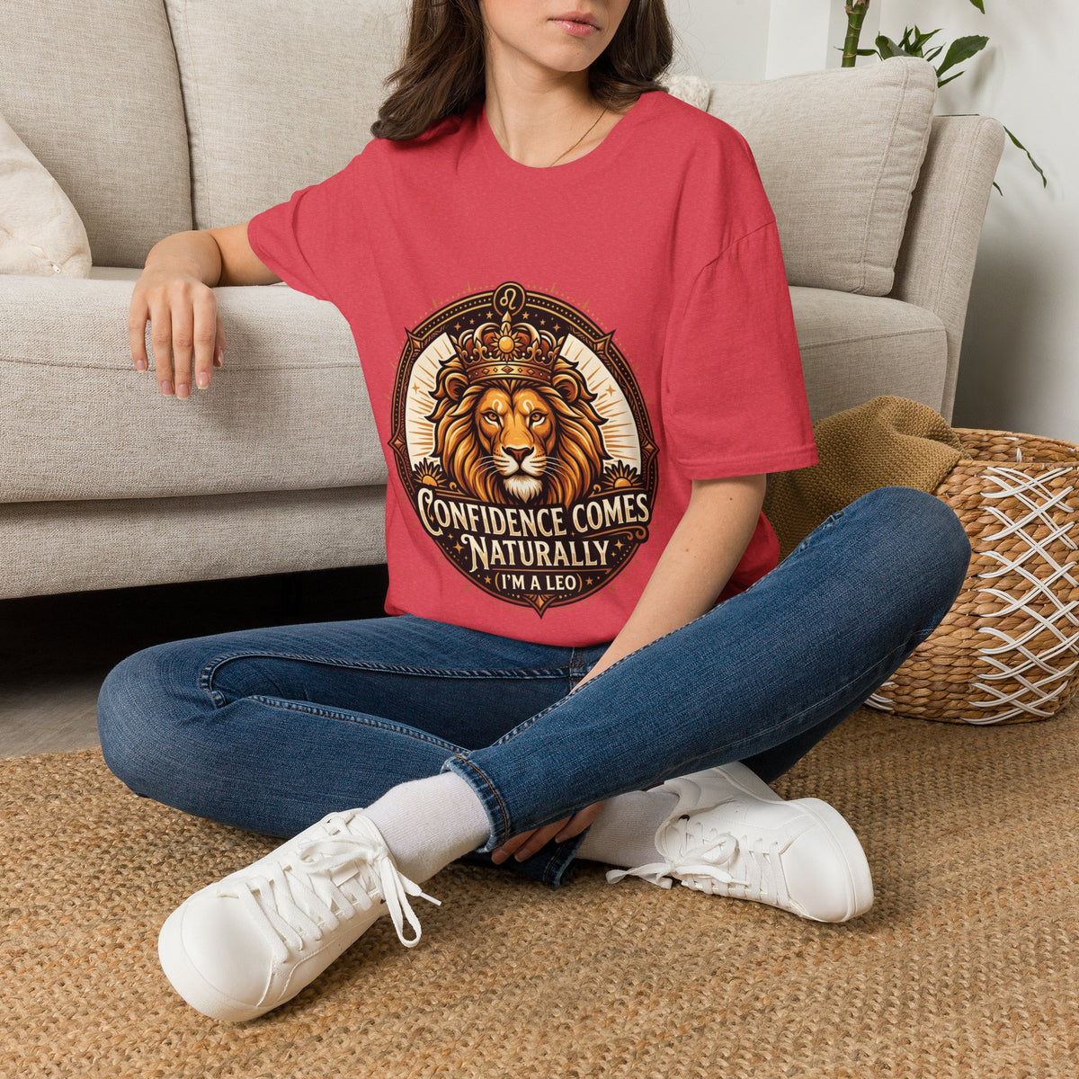 Leo Zodiac Lion T-Shirt — "Confidence Comes Naturally, I'm a Leo" Astrology Tee