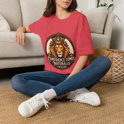 Leo Zodiac Lion T-Shirt — "Confidence Comes Naturally, I'm a Leo" Astrology Tee
