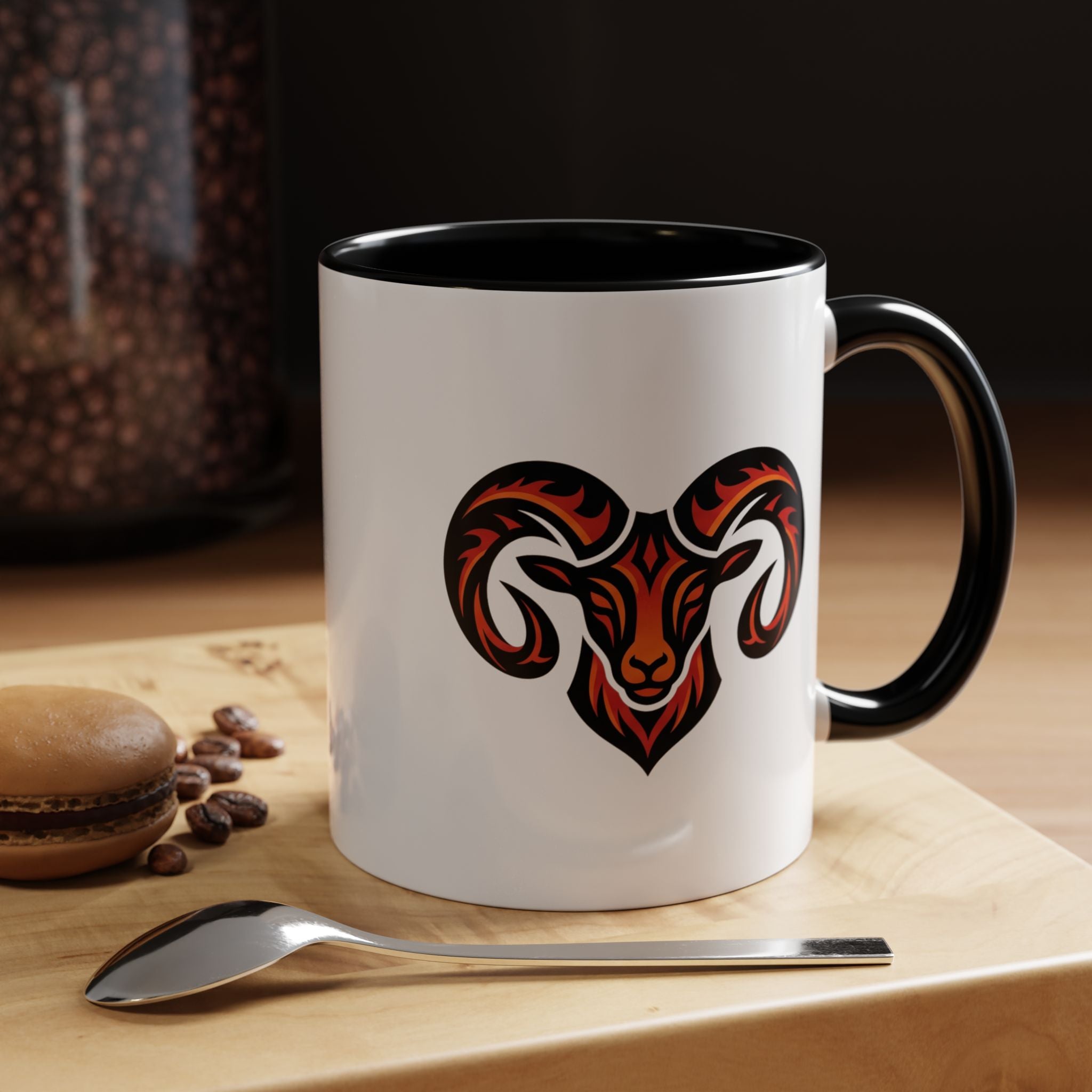 Ram Head Coffee Mug — Bold Tribal Goat Design Accent Mug