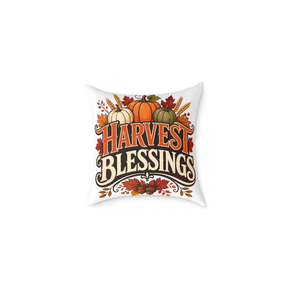 Thanksgiving Harvest Blessings Fall Throw Pillow — Autumn Pumpkin Decorative Pillow