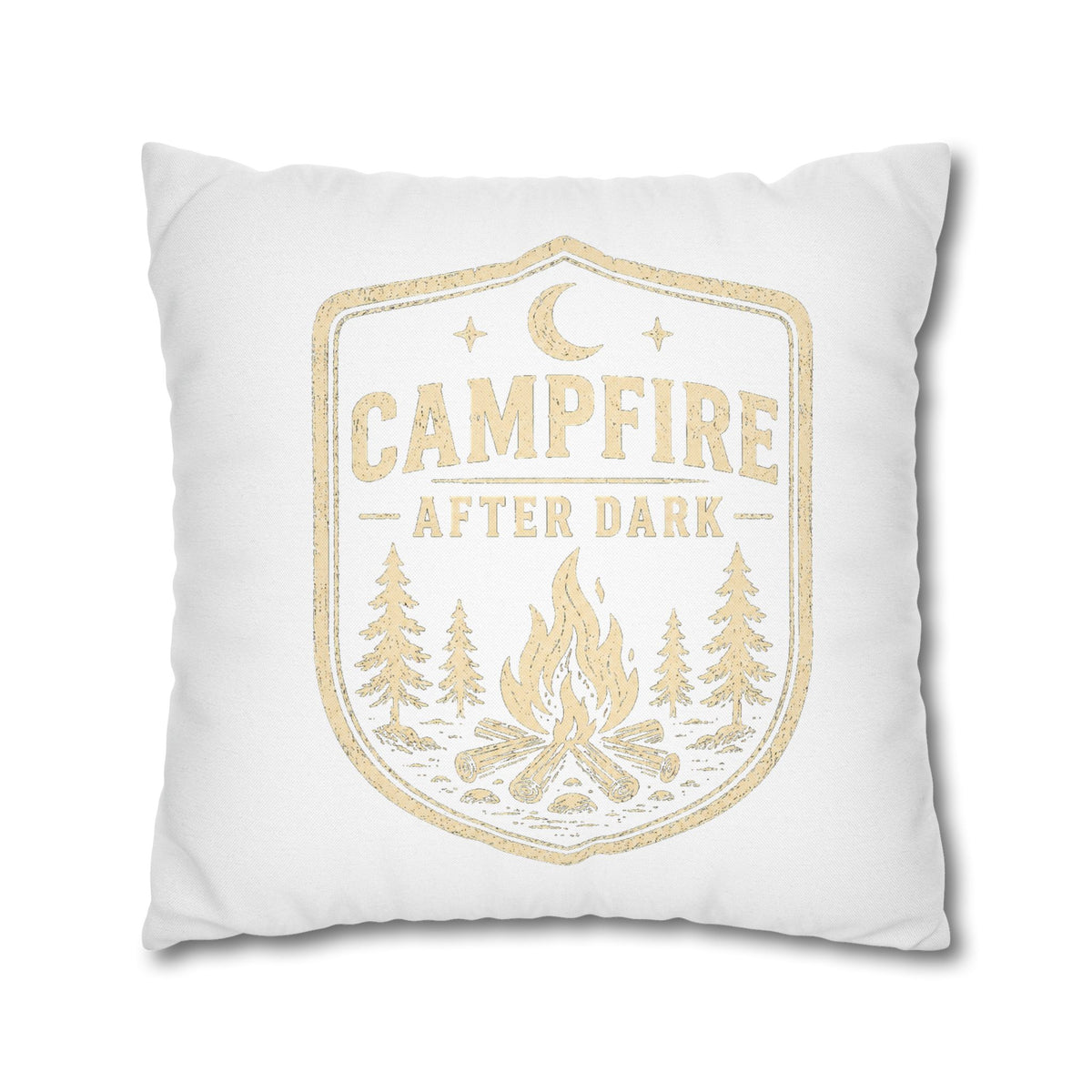 Campfire After Dark Throw Pillowcase Milo Bailey Dog Dad Mom — Cozy Rustic Camping Decor