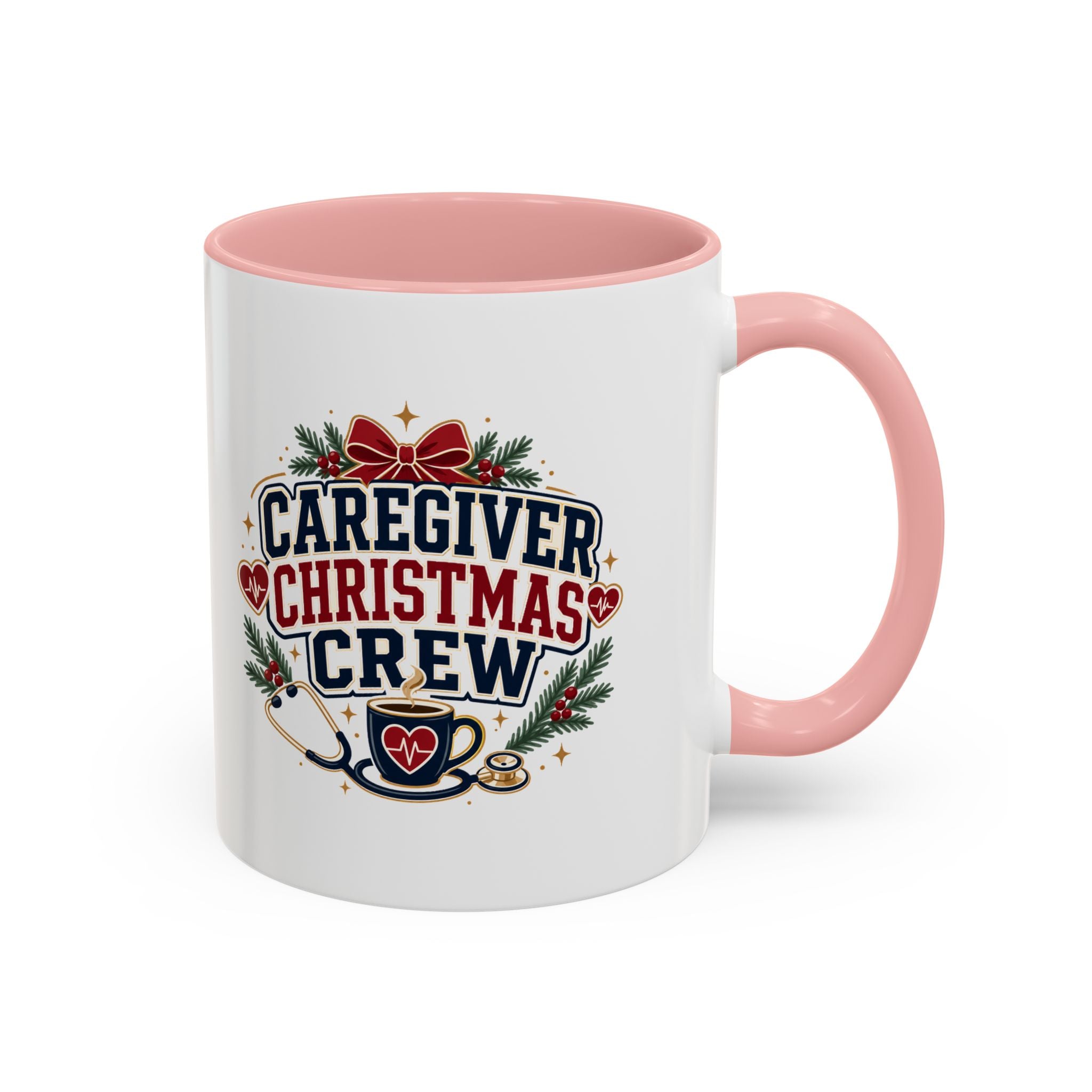 Modern Day Christmas Caregiver Christmas Crew Accent Coffee Mug – Holiday Nurse & Caregiver Gift (11/15oz)