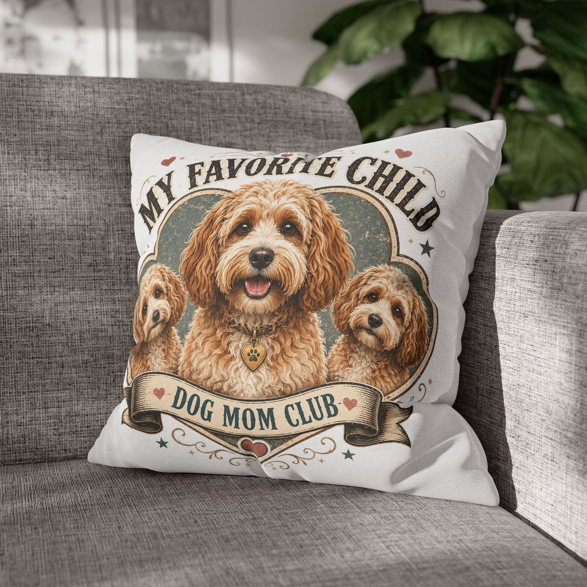 My Favorite Child Dog Mom Club Pillowcase  Milo Bailey Dog Dad Mom— Cute Doodle Pet Throw Pillow Cover
