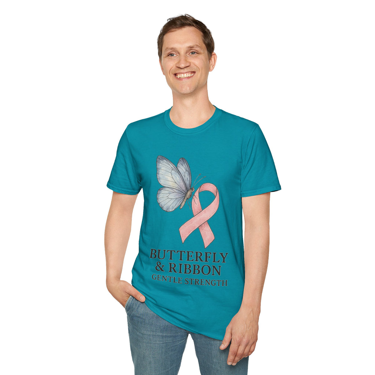 Butterfly and Ribbon Gentle Strength Graphic Tee, Pink Ribbon Breast Cancer T-Shirt - Trending Now - September 2026