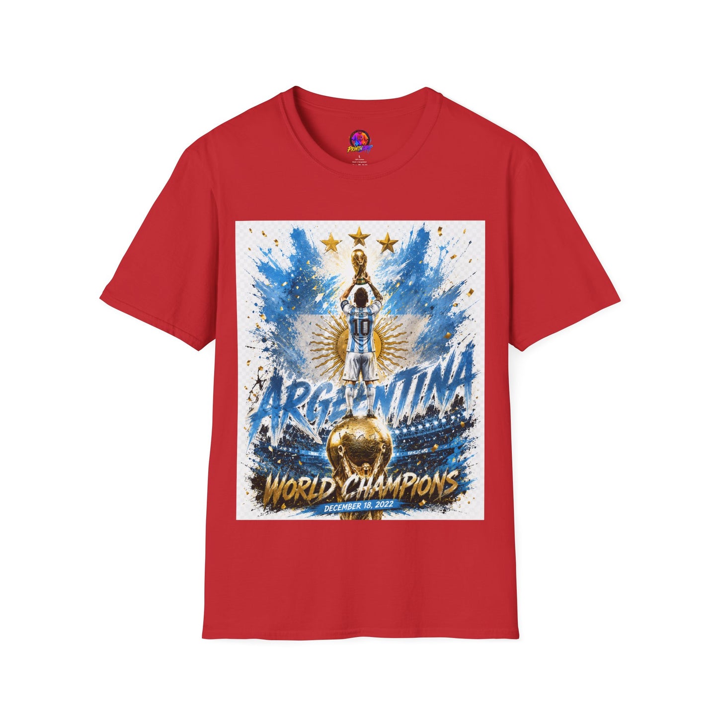 Argentina World Champions T‑Shirt — Soccer World Cup 3 Stars Tribute
