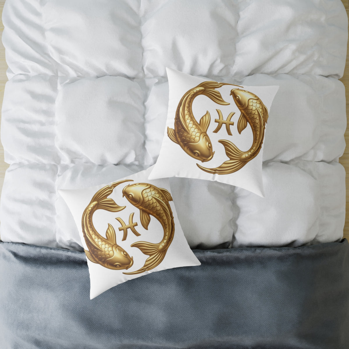 Zodiac Pisces Gold Pisces Astrological Square Poly Canvas Pillow