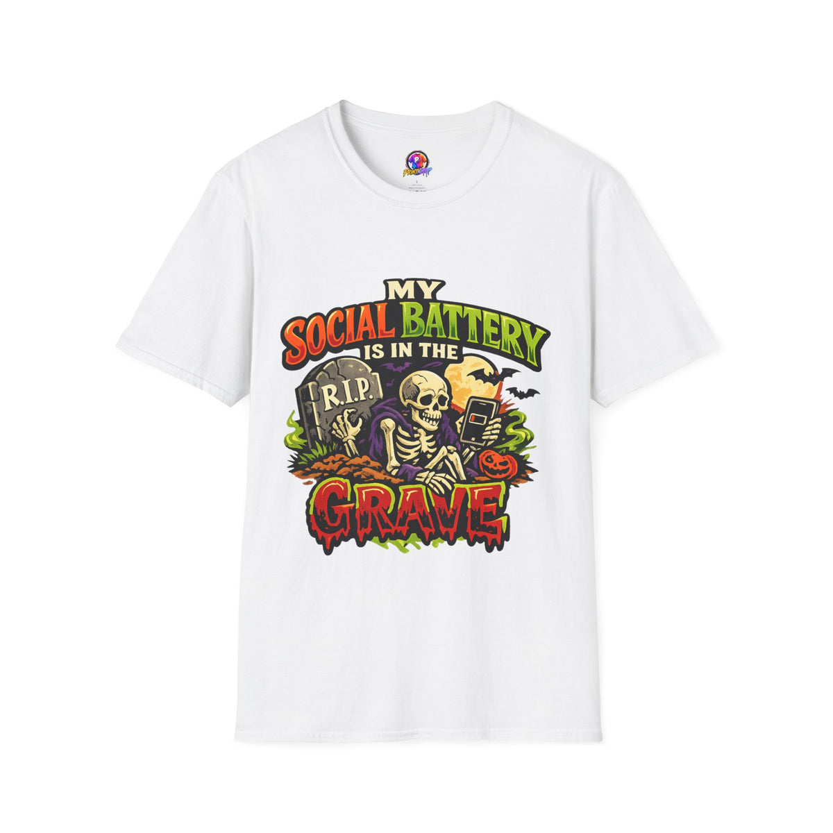 Halloween My Social Battery Unisex Softstyle T-Shirt