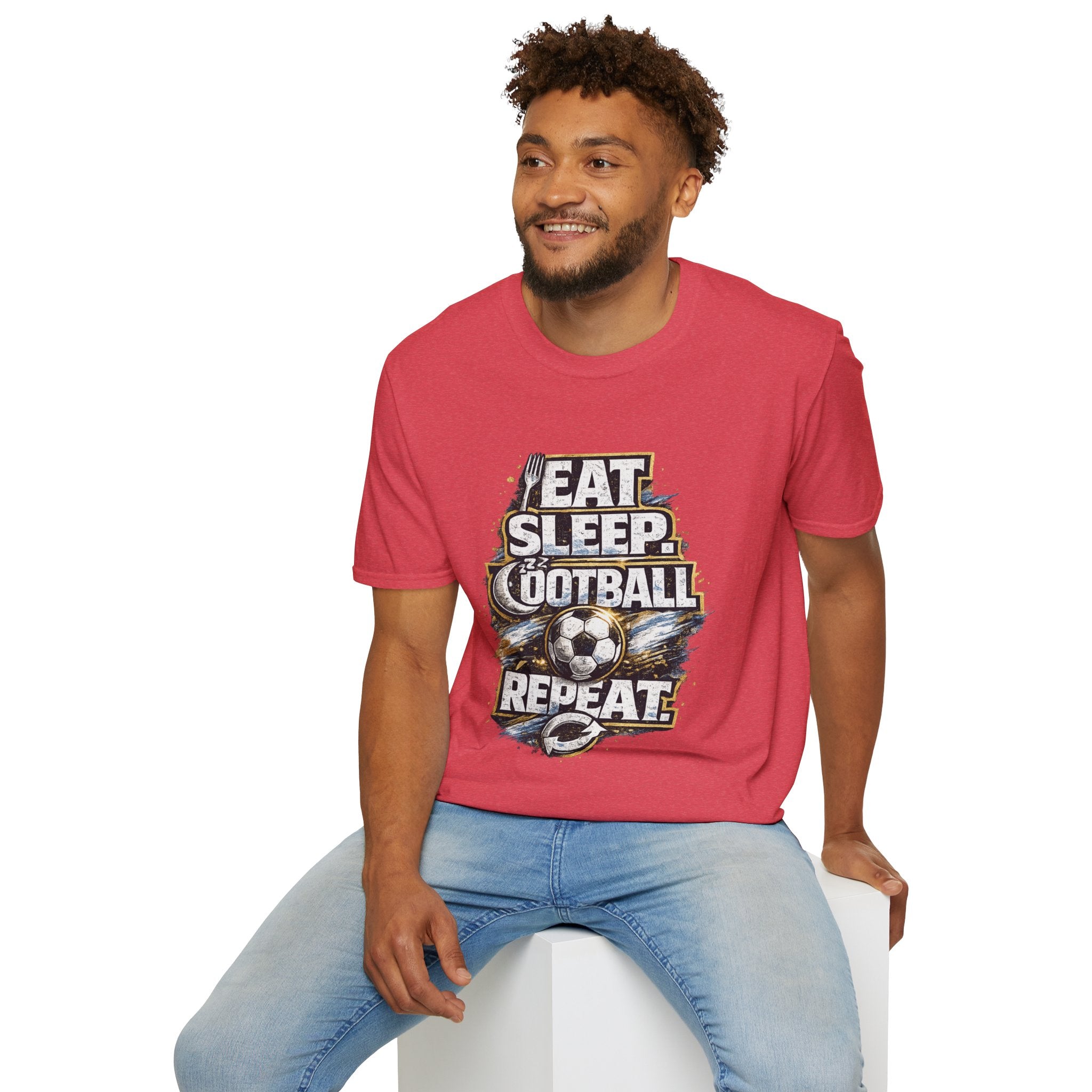 Football 'Eat Sleep Football Repeat' T-Shirt — Vintage Soccer Fan Tee