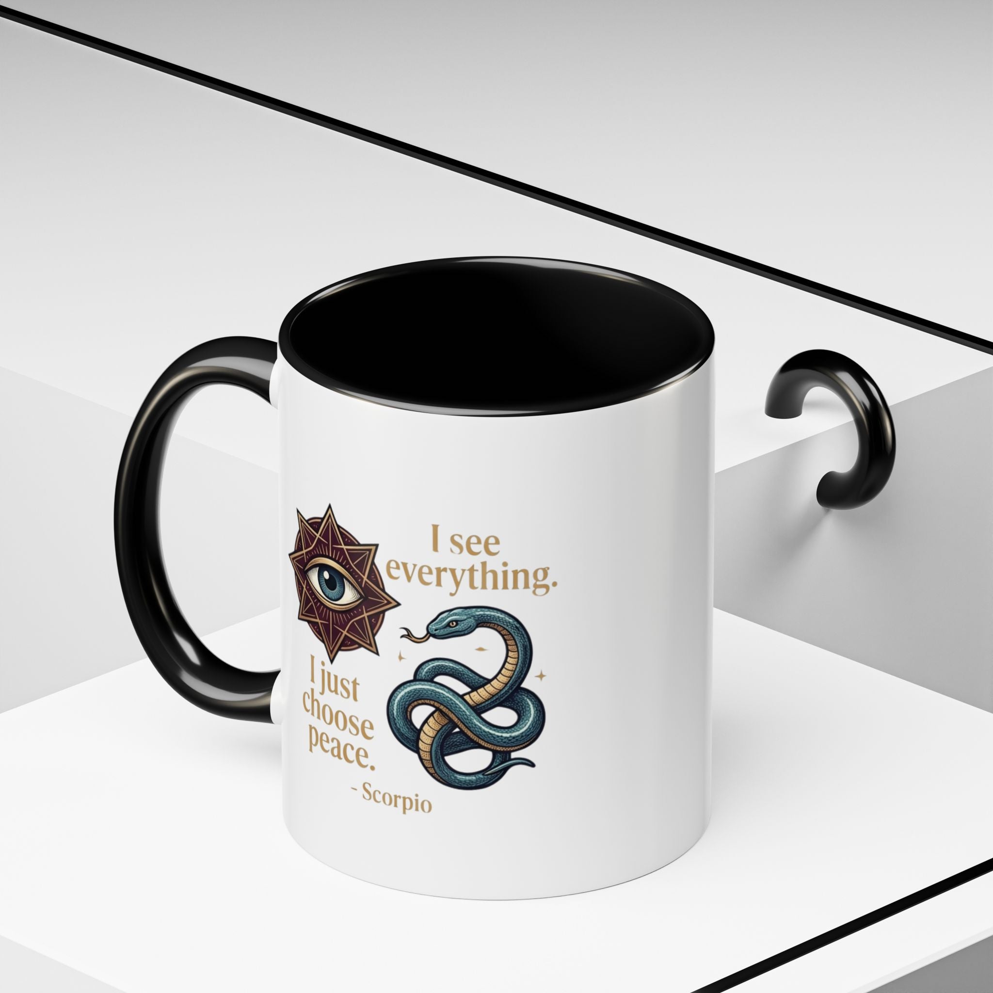Scorpio Accent Coffee Mug – "I See Everything, I Just Choose Peace" Zodiac Mug
