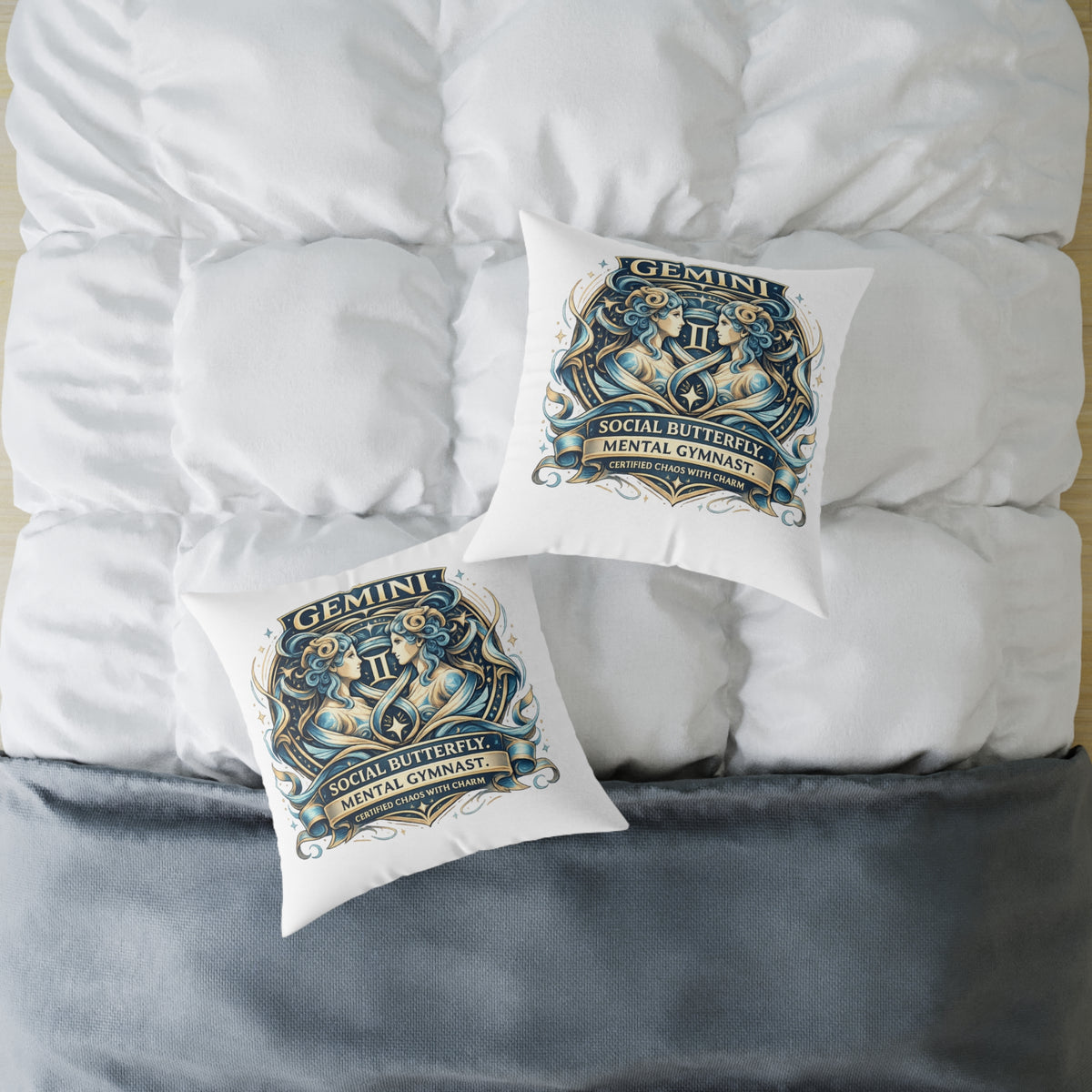Gemini Zodiac Social Butterfly Square Poly Canvas Pillow