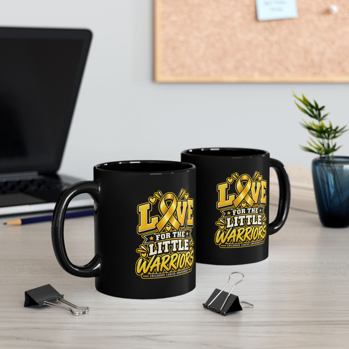 Love for the Little Warriors Black Childhood  Cancer Awareness Mug (11oz & 15oz)