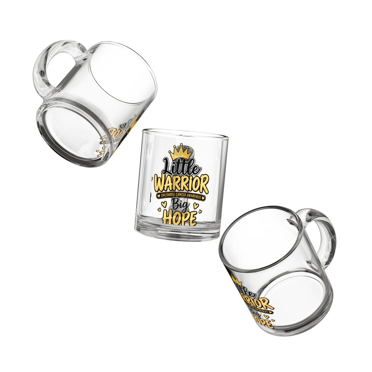 Glass Mug — "Little Warrior Big Hope" Childhood Cancer Awareness Drinkware