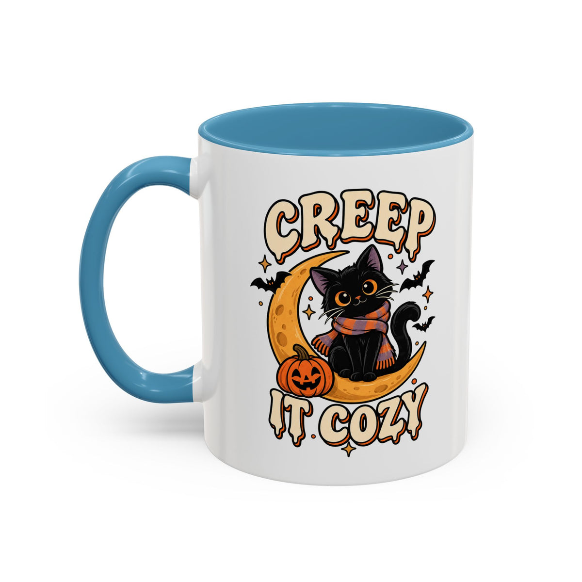 Creepy It Cozy Black Cat Halloween Accent Coffee Mug (11/15oz)