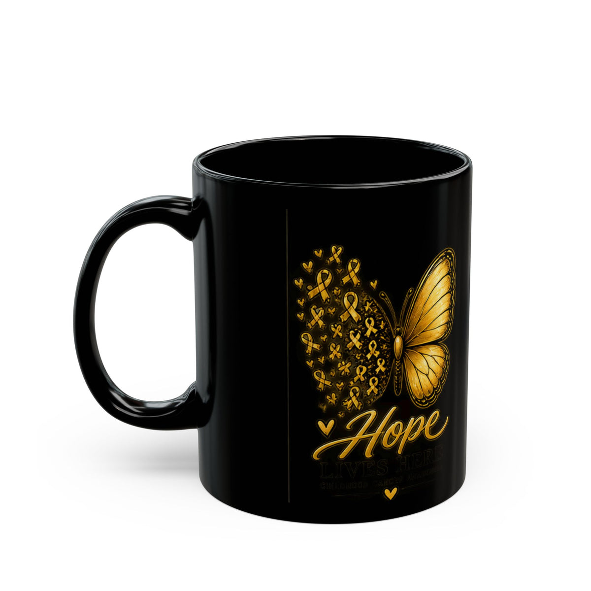 Childhood Cancer Awareness Hope Butterfly Black Mug