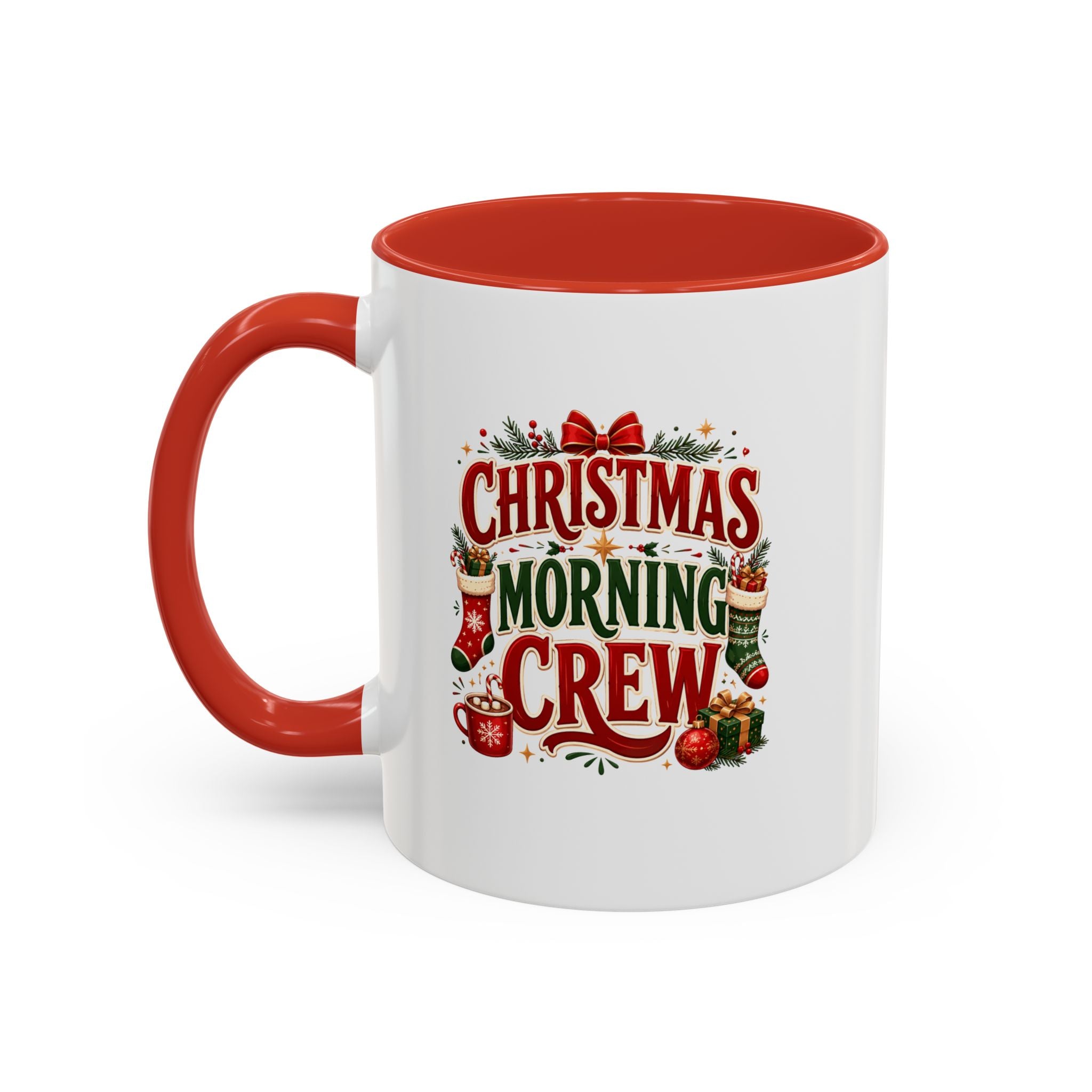 Christmas Morning Crew Accent Coffee Mug – Holiday Coffee Cup