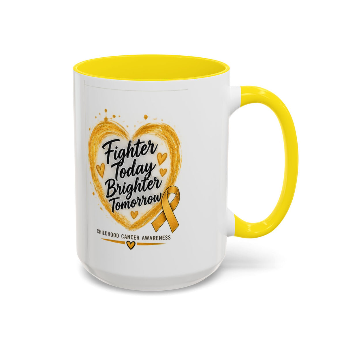 Childhood Cancer Awareness Coffee Mug – "Fighter Today Brighter Tomorrow" (Accent 11/15oz)