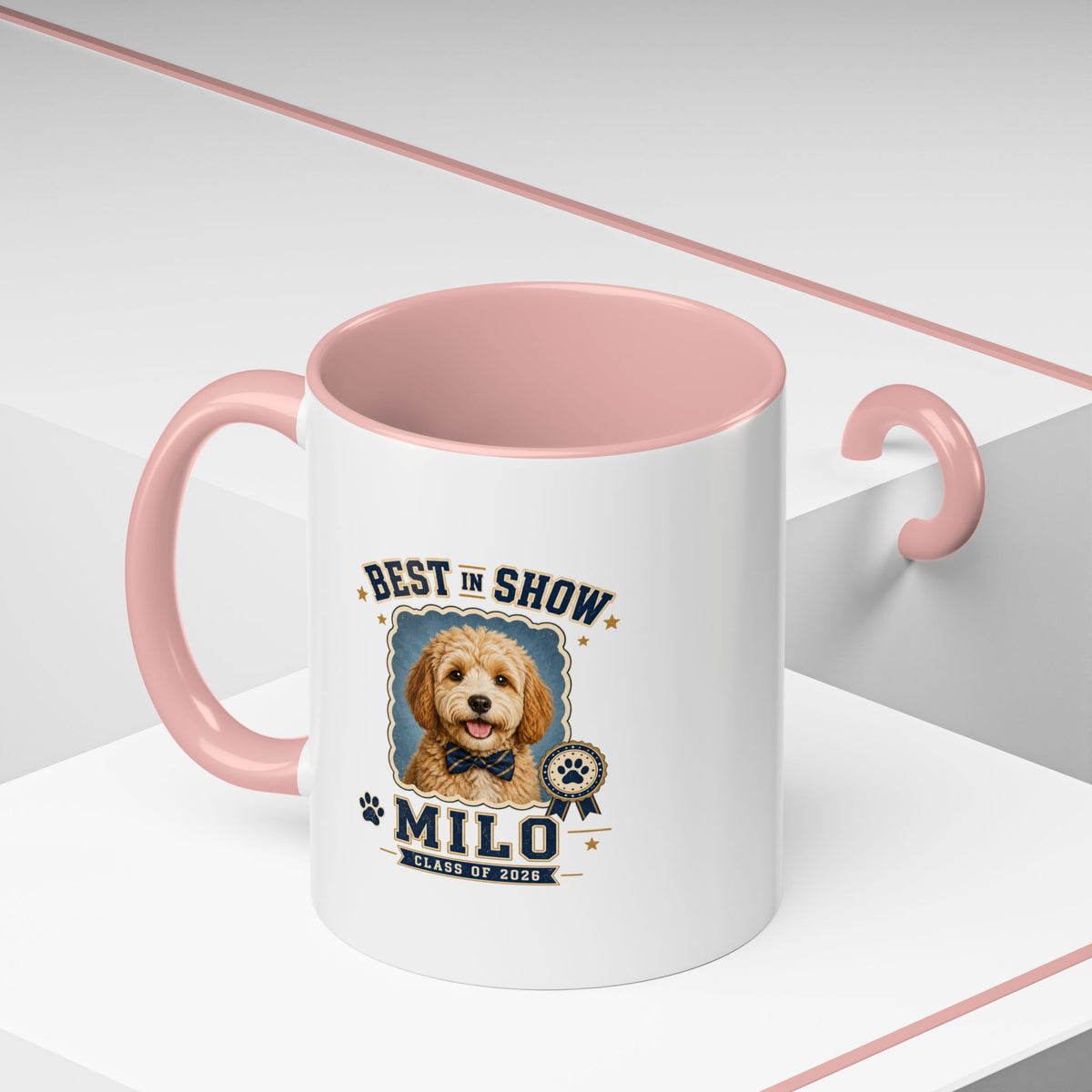 Milo Bailey Dog Dad Mom Best in Show Milo Personalized Dog Coffee Mug — Custom Pet Name Accent Mug