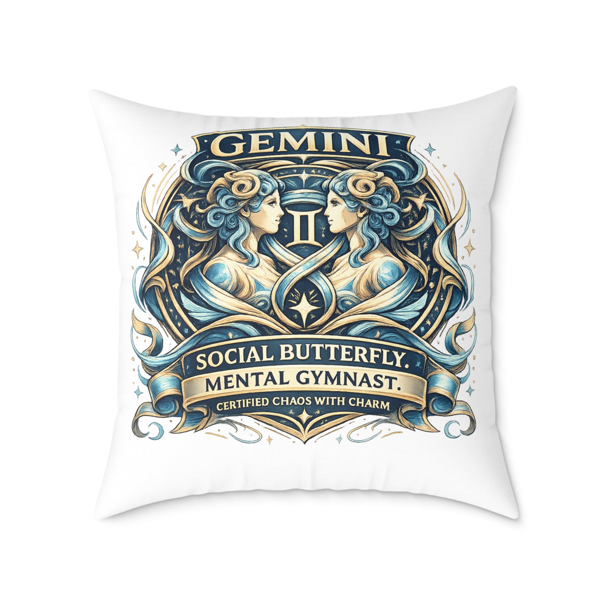 Gemini Zodiac Social Butterfly Square Poly Canvas Pillow