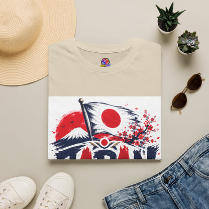 Japan Soccer T-Shirt — Japanese Flag & Cherry Blossom Football Graphic