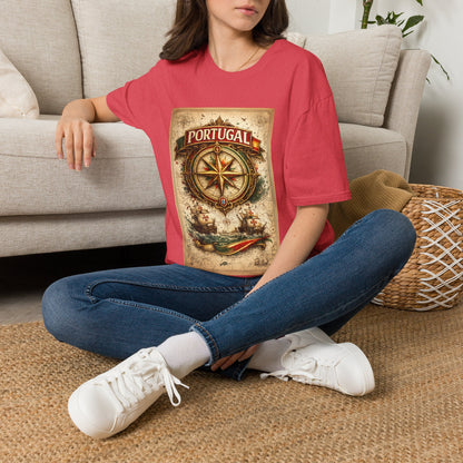 Portugal Compass T‑Shirt — Vintage Nautical Travel Tee
