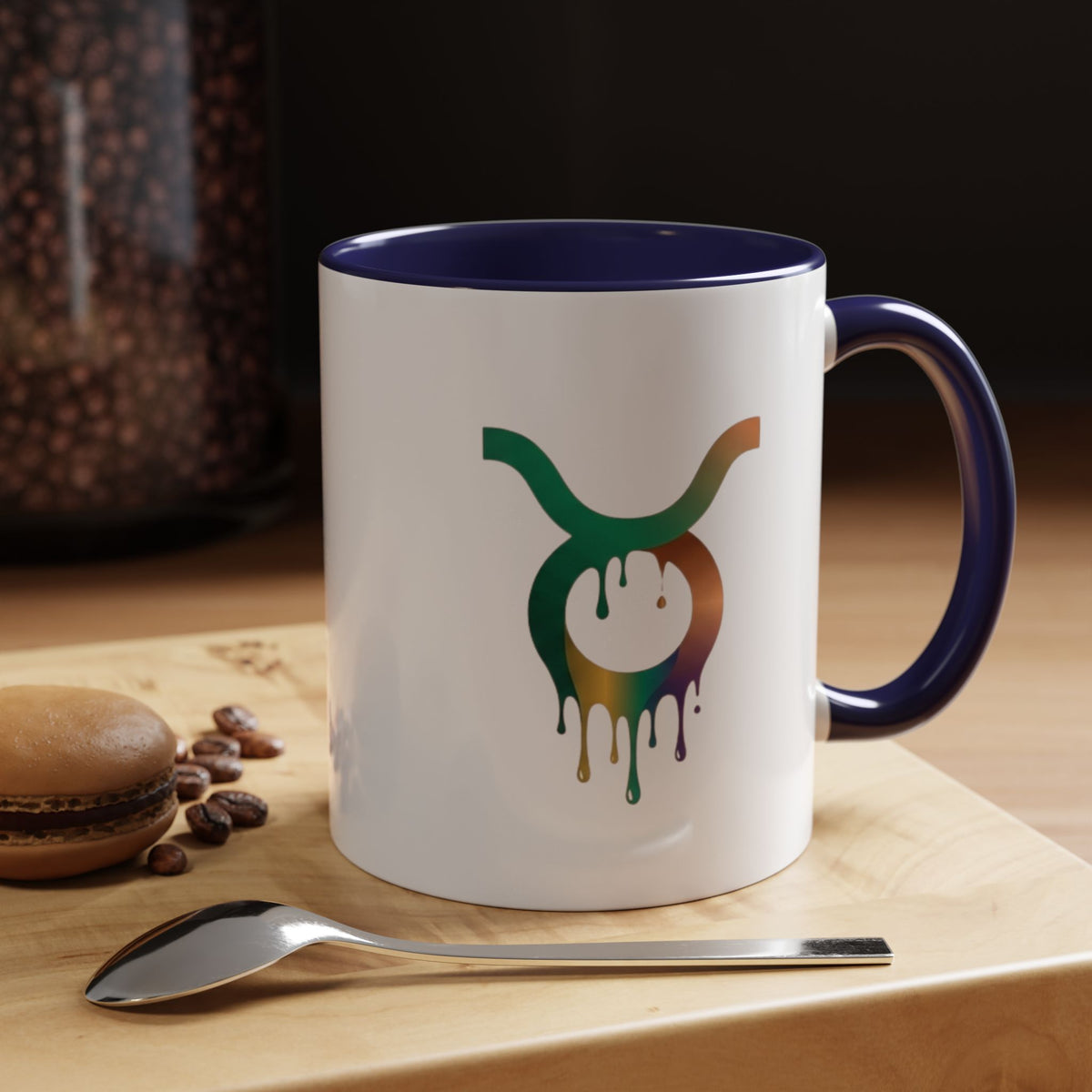Taurus Drip Zodiac Coffee Mug — Colorful Taurus Symbol Accent Mug