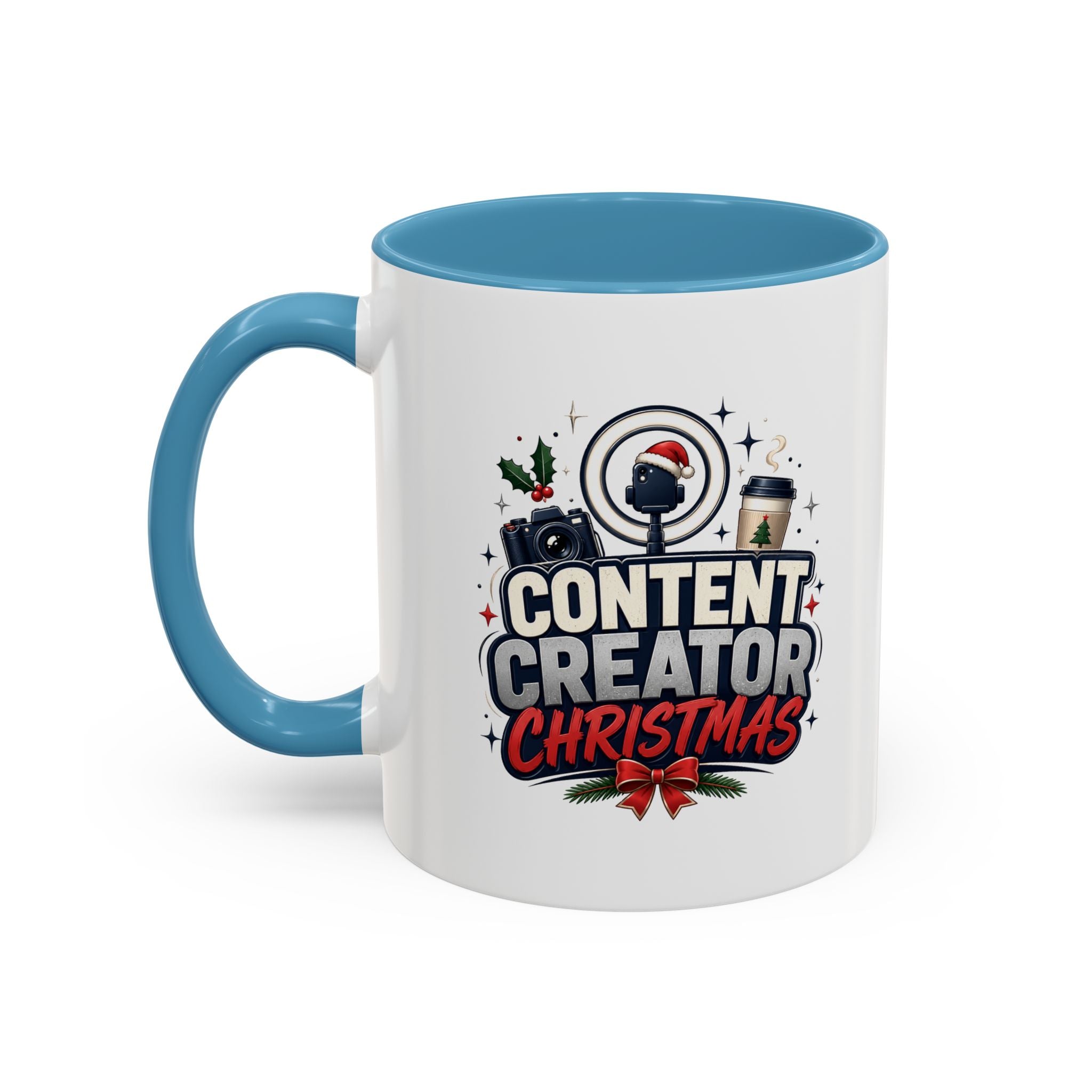 Modern Day Christmas Content Creator Christmas Accent Coffee Mug — Holiday Social Media Gifts (11/15oz)