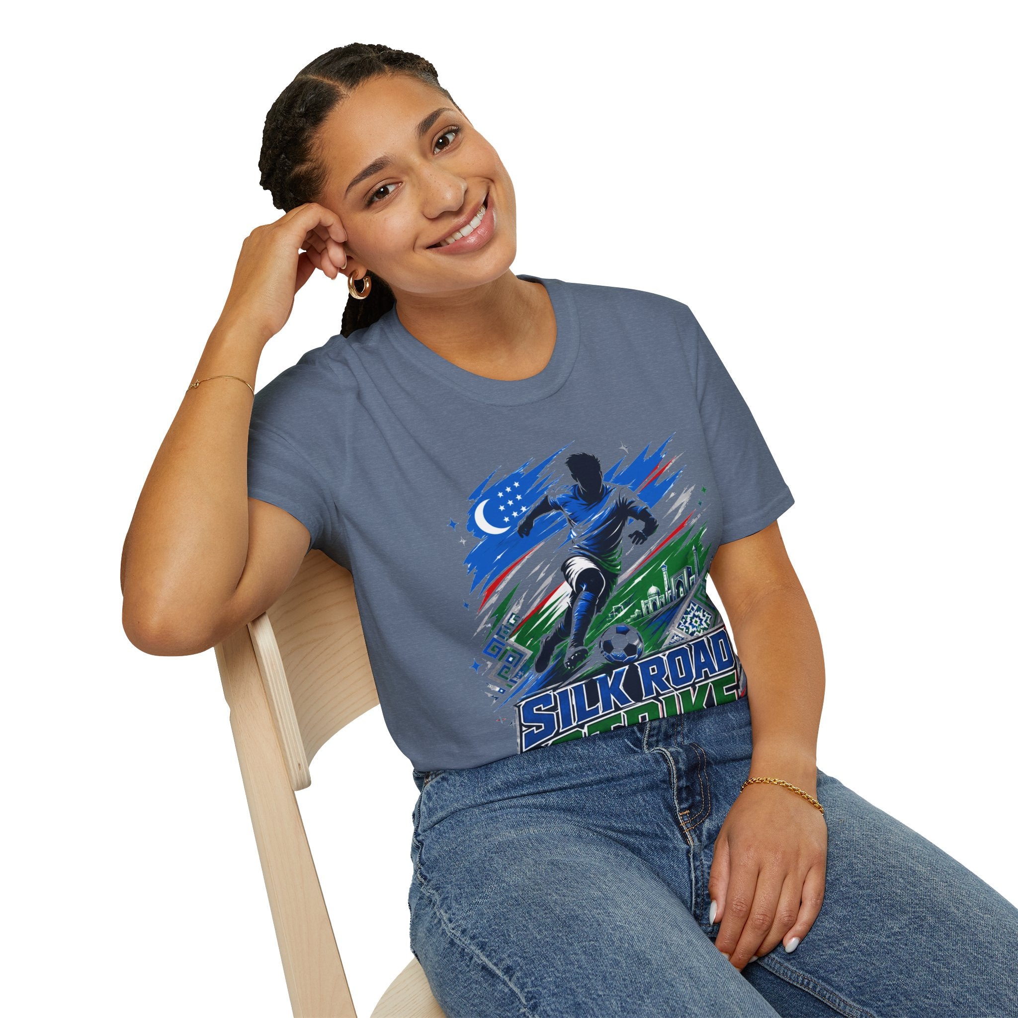 Silk Road Strike Soccer T-Shirt — Uzbekistan Football Graphic Tee