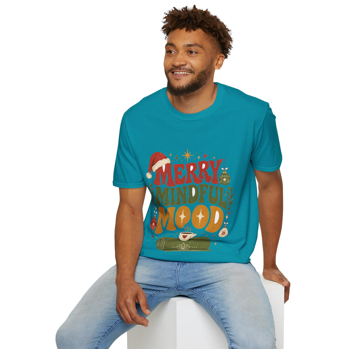 Merry Mindful Mood T-Shirt — Cozy Holiday Christmas Graphic Tee