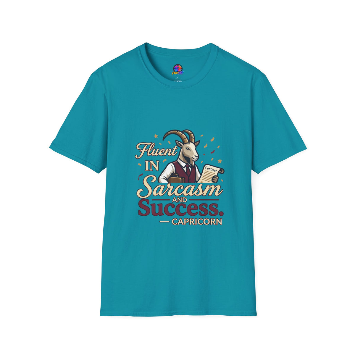 Capricorn Goat Graphic T-Shirt — "Fluent in Sarcasm & Success" Zodiac Tee