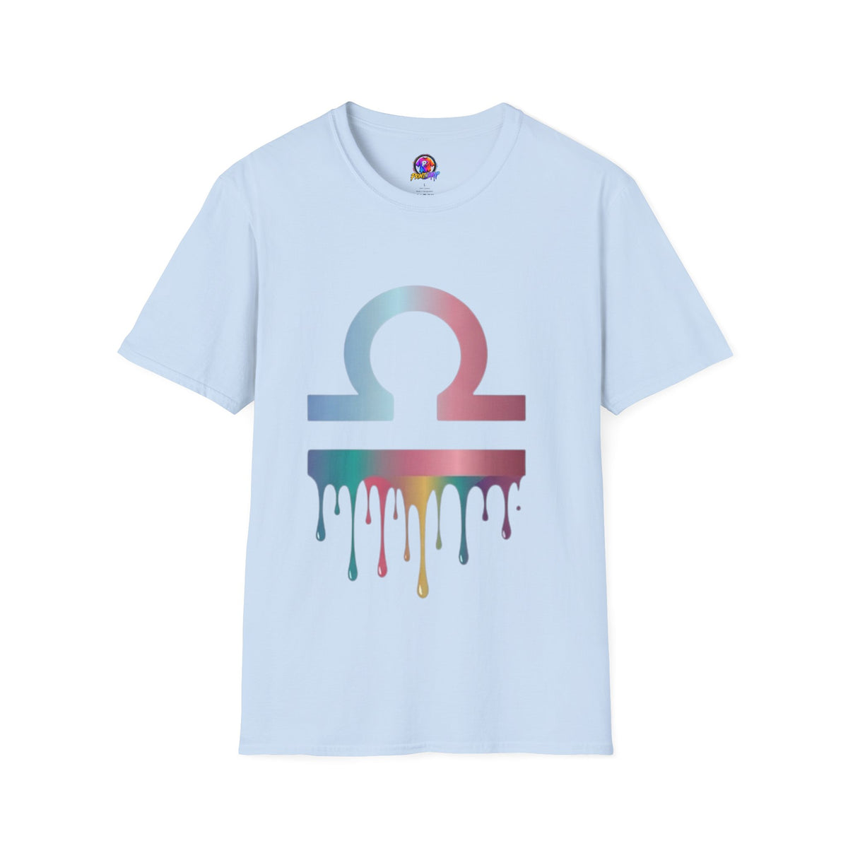 Libra Zodiac Omega Symbol T‑Shirt — Pastel Gradient Drip Graphic Shirt