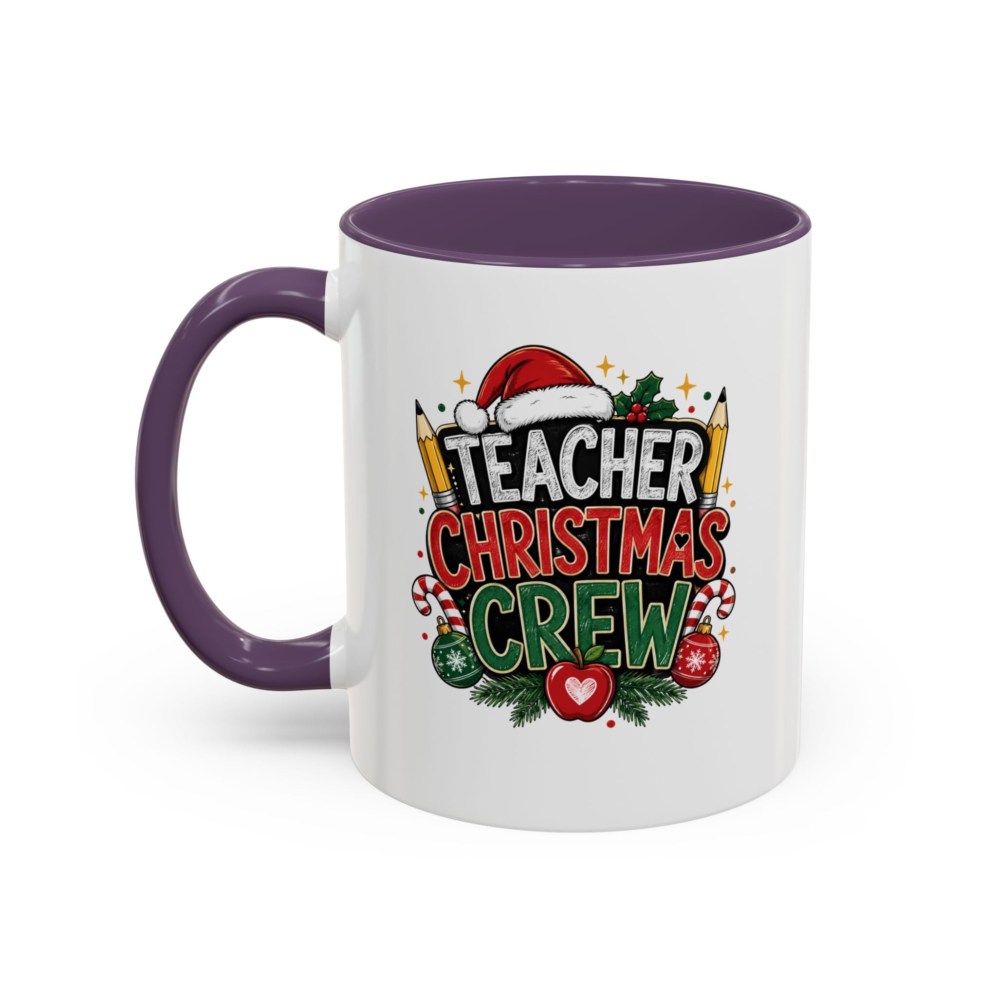 Teacher Christmas Crew Accent Coffee Mug – Holiday Teacher Gift