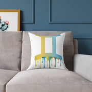 Gemini Zodiac Dripping Astrological Square Poly Canvas Pillow
