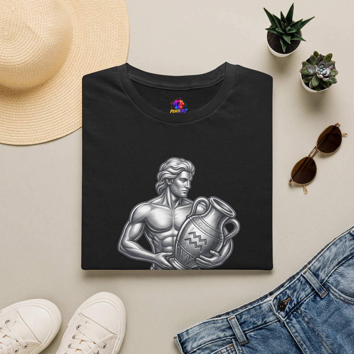 Aquarius Zodiac T-Shirt — Mythic Water Bearer Astrology Tee