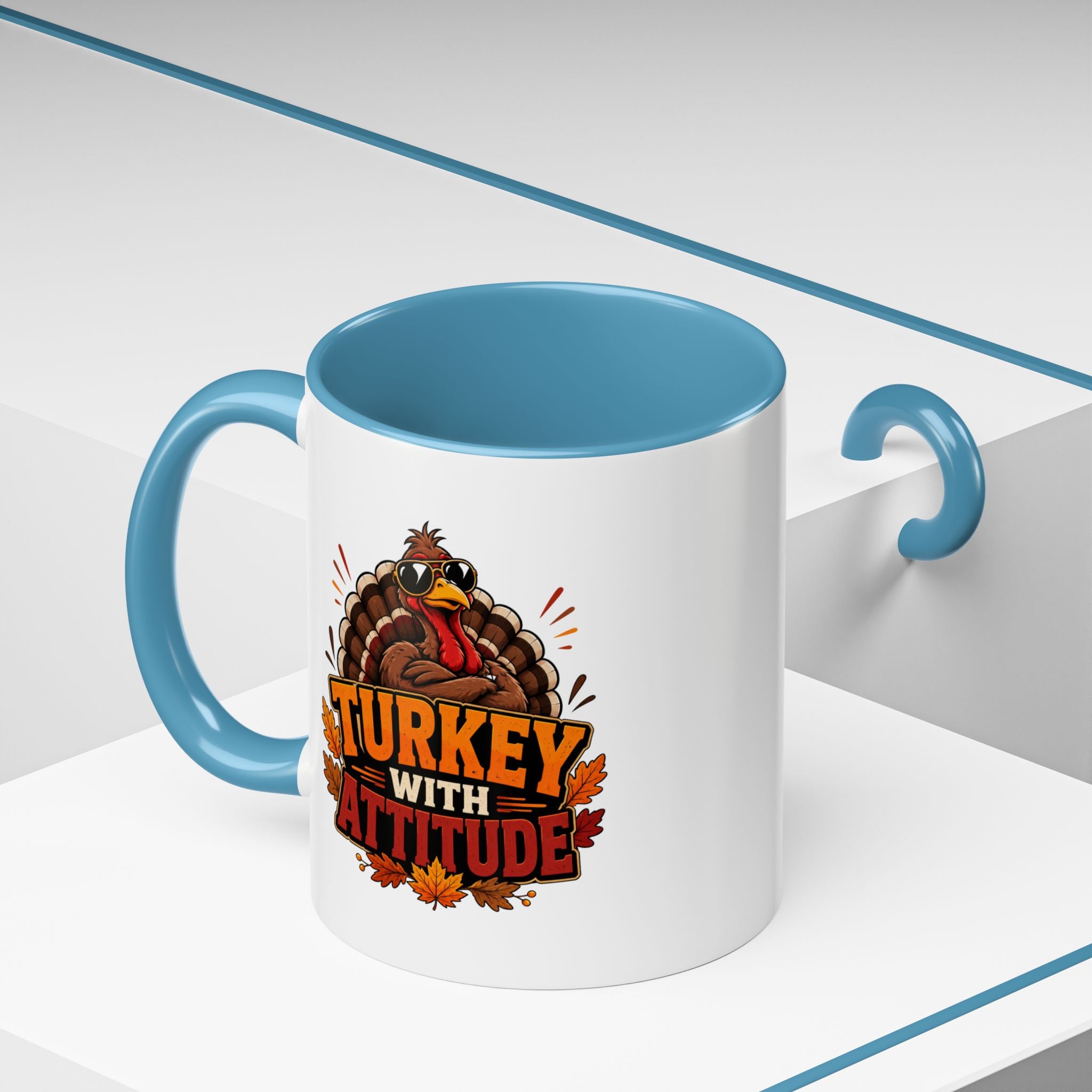 Thanksgiving Mug Turkey With Attitude Coffee Mug — Funny Thanksgiving Accent Mug