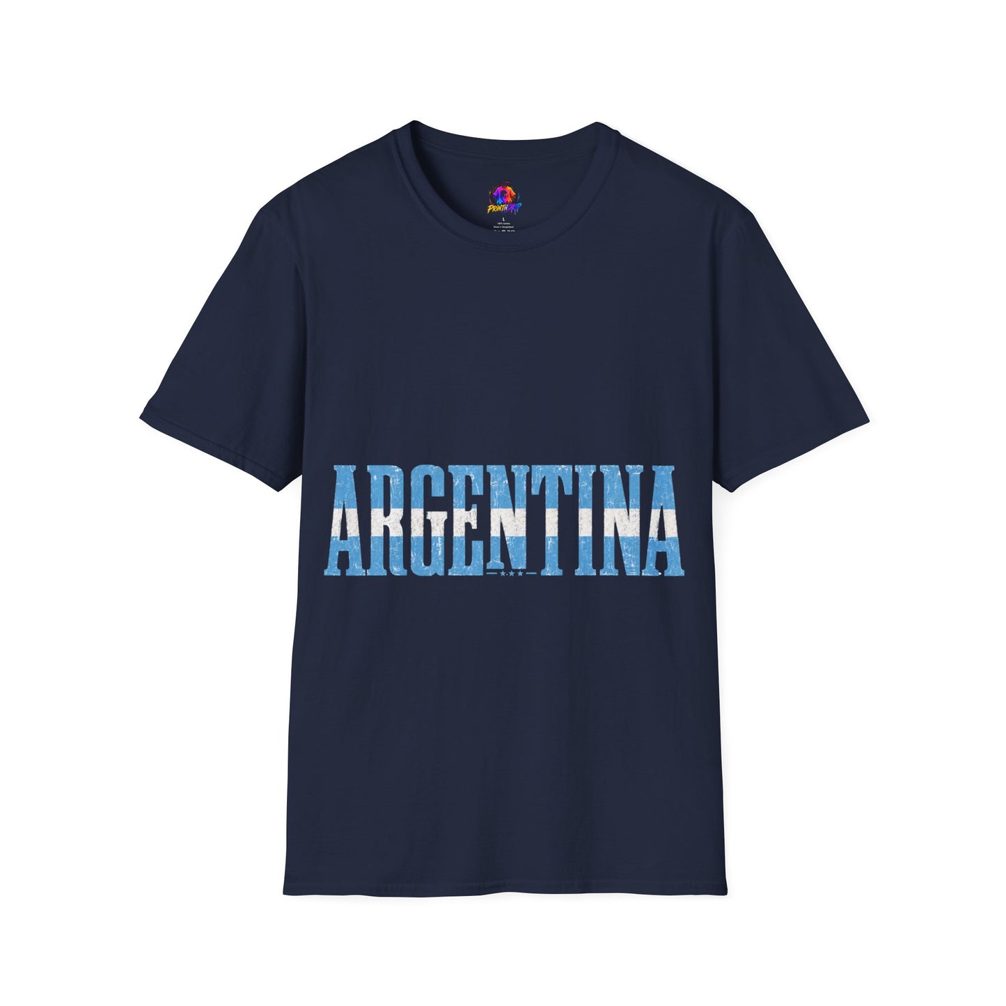 Argentina Stencil Tee — Horizontal Blue Text Argentina T-Shirt