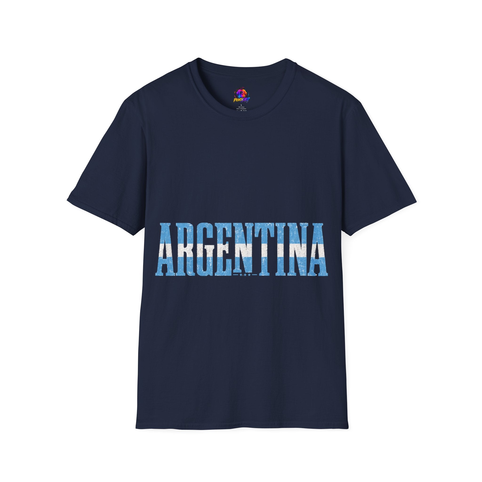 Argentina Stencil Tee — Horizontal Blue Text Argentina T-Shirt