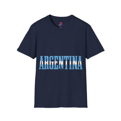 Argentina Stencil Tee — Horizontal Blue Text Argentina T-Shirt