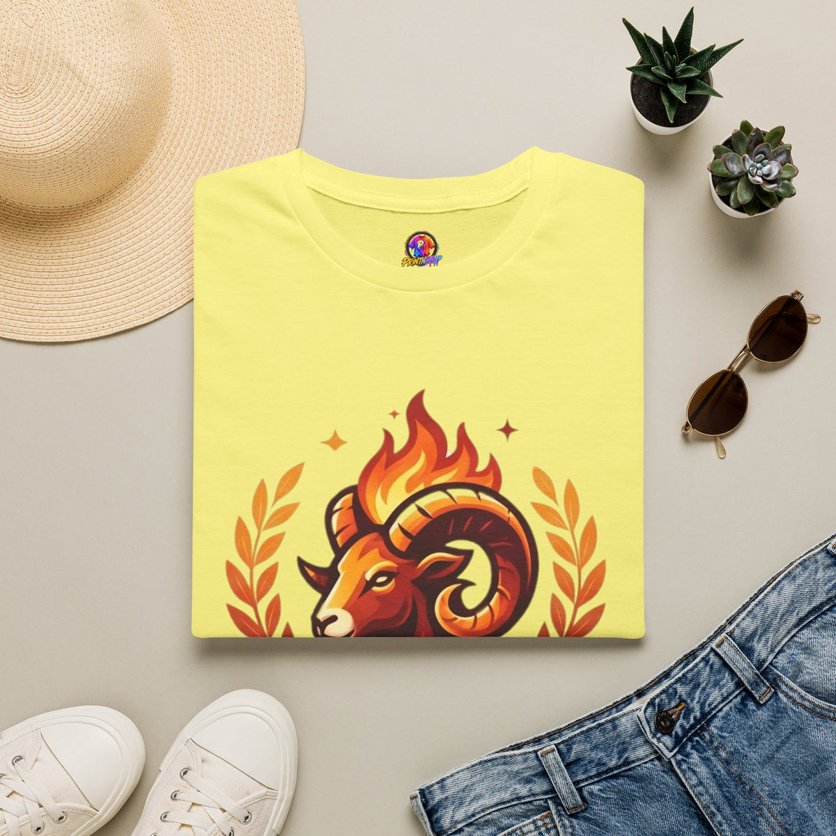 Aries Zodiac T-Shirt — "Born to Lead Not to Follow" Ram Graphic