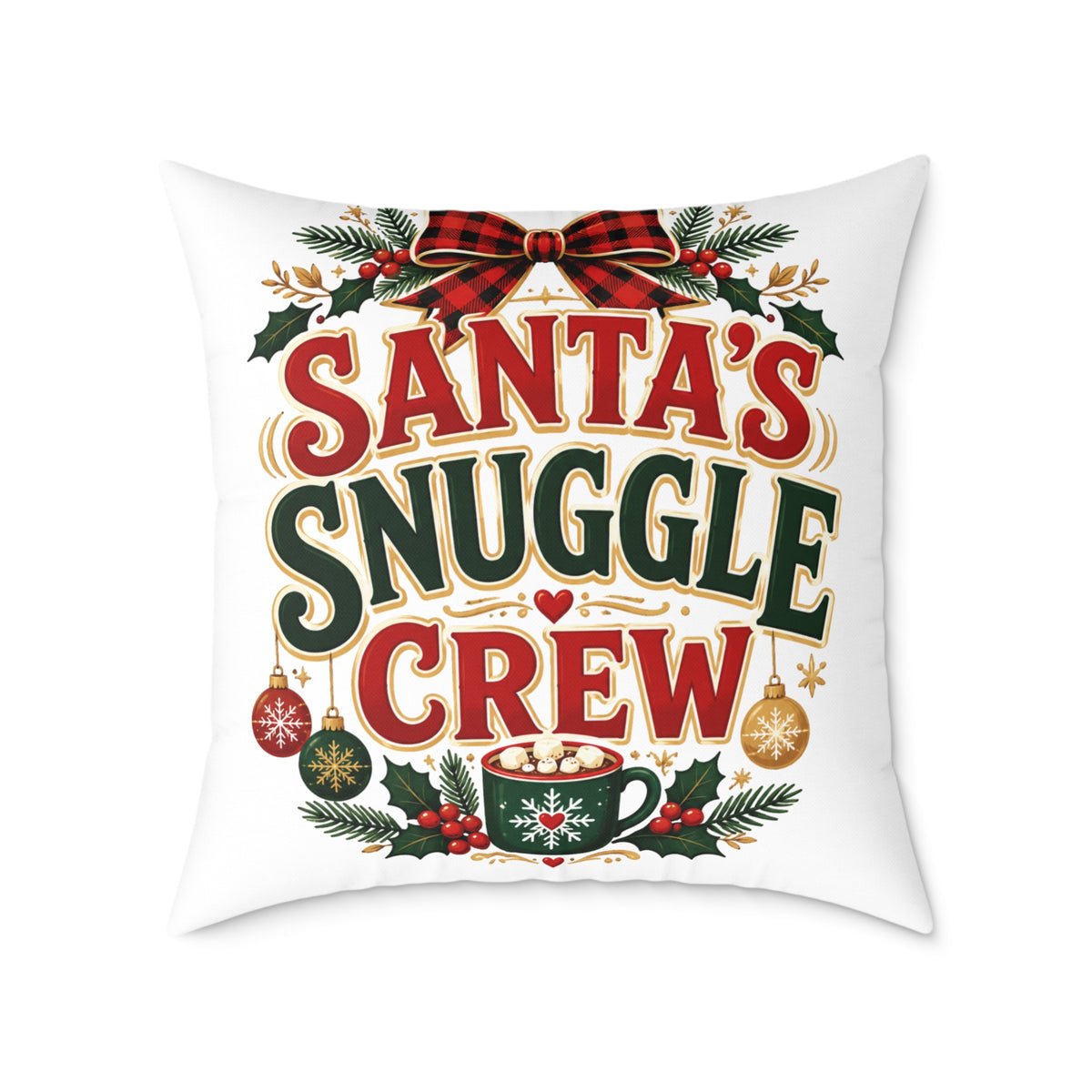 Santa’s Snuggle Crew Christmas Pillow — Festive Holiday Decorative Throw Pillow
