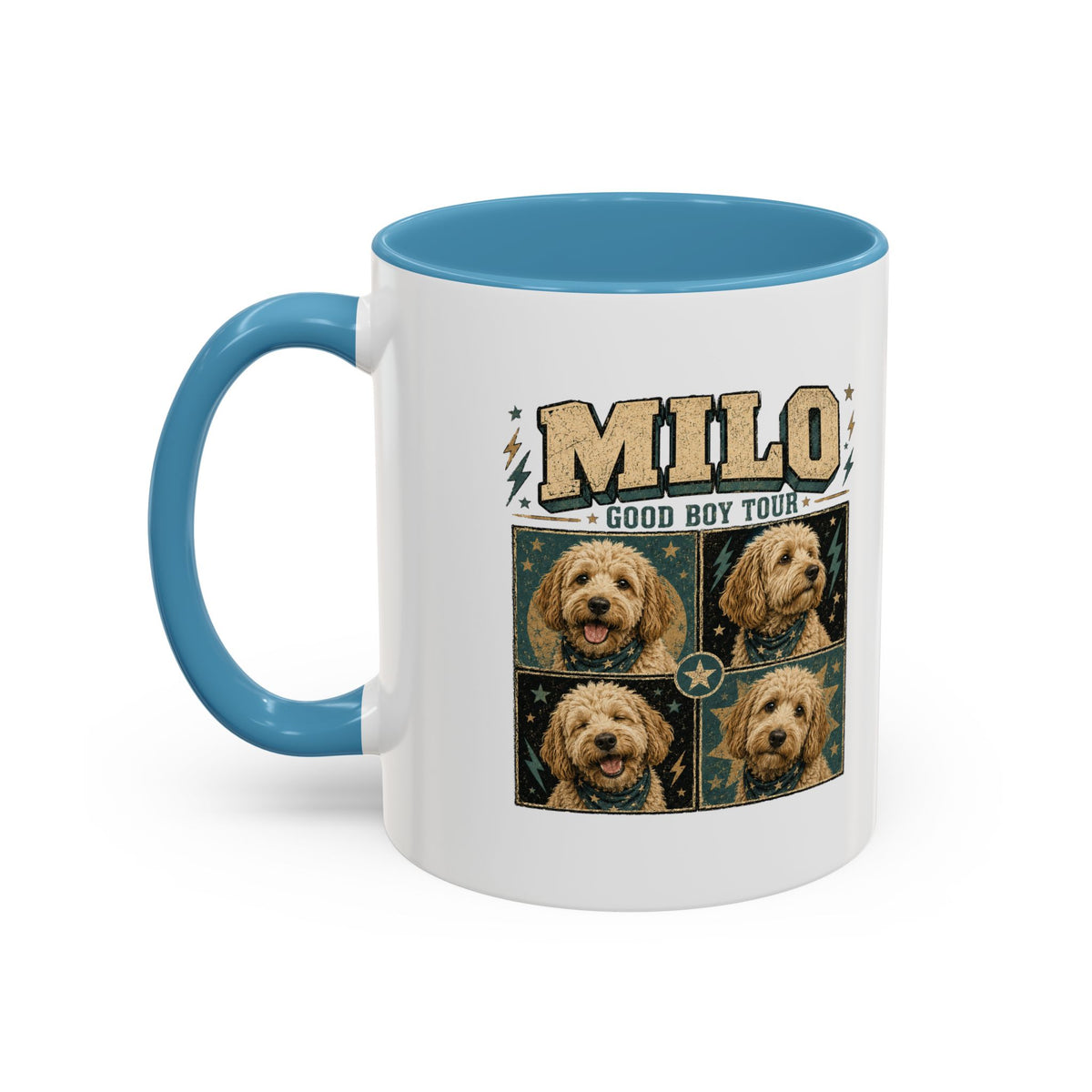Milo Bailey Dog Dad Mom Personalized Dog Mug — "Milo: Good Boy Tour" Photo Accent Coffee Mug