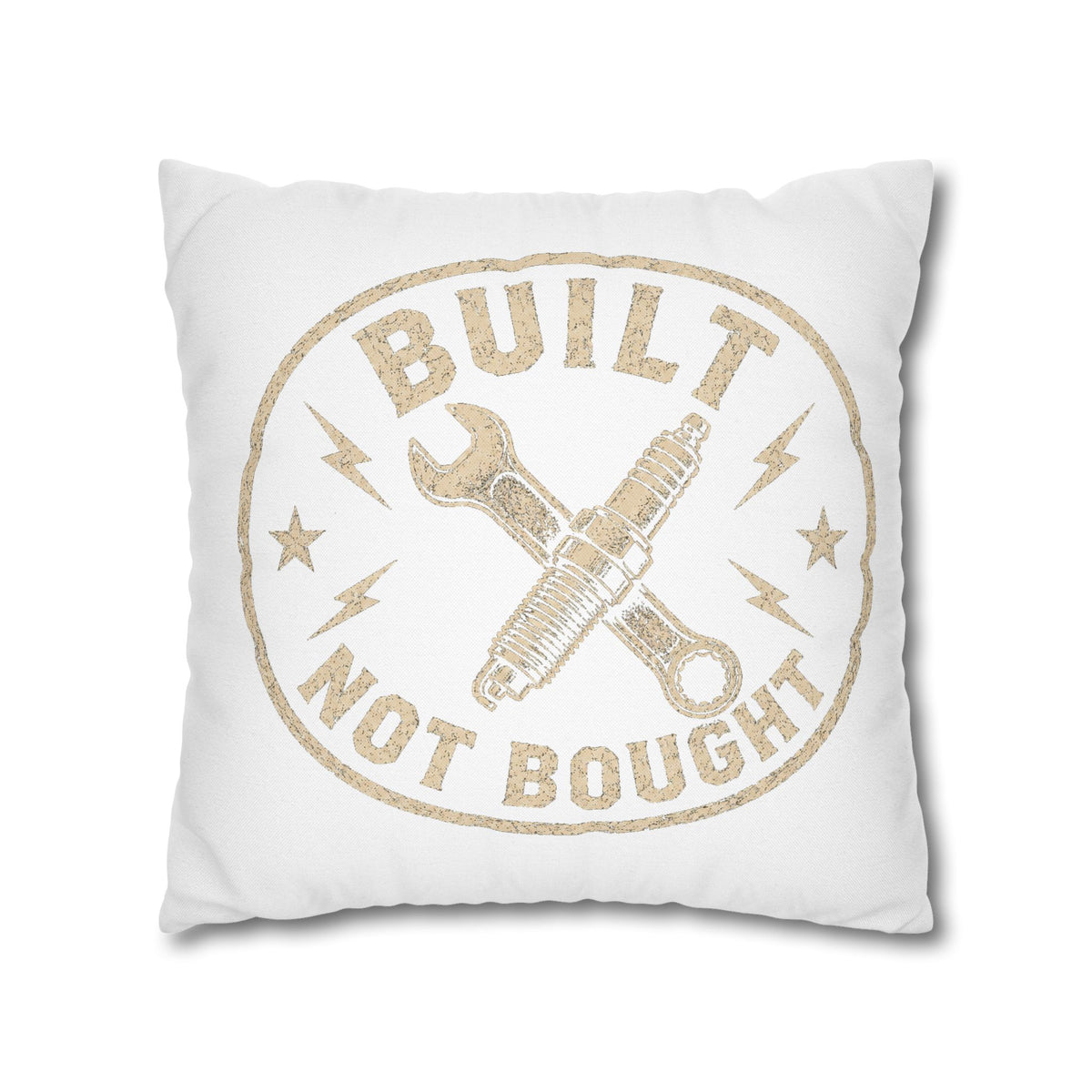 Built Not Bought Decorative Pillowcase Milo Bailey Dog Dad Mom — Mechanic Tool Wrench Spark Plug Graphic