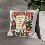 Checking It Twice Christmas Pillowcase — Festive Holiday Checklist Throw Pillow Cover